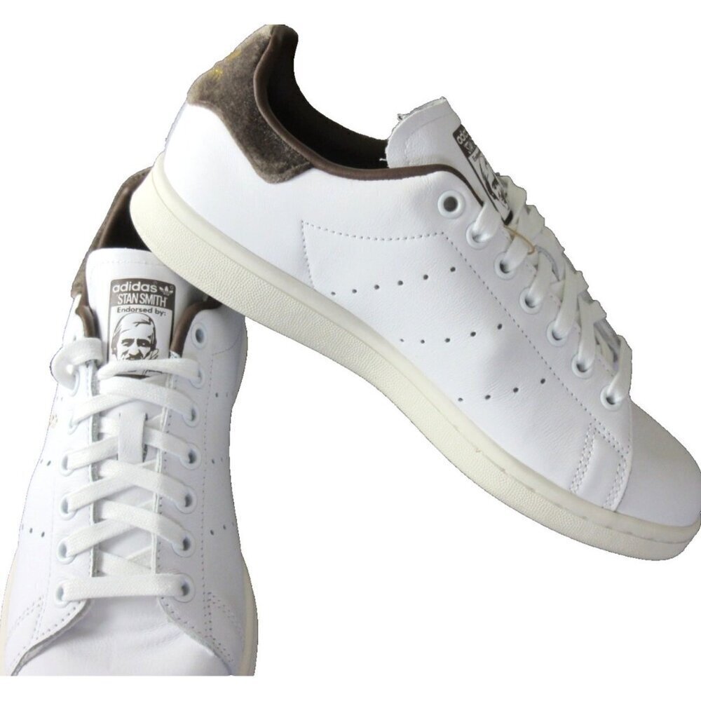 Adidas Women's Stan Smith Leather Court Sneakers White Gold Brown Sizes NIB - Picture 5 of 5
